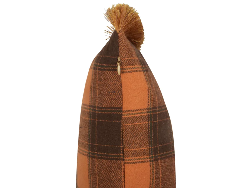 Dekokissen BARJA 45 x 45 cm Orange Kariertes Muster_902664