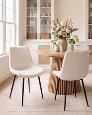 Set of 2 Dining Chairs AVILLA Boucle White_1101117