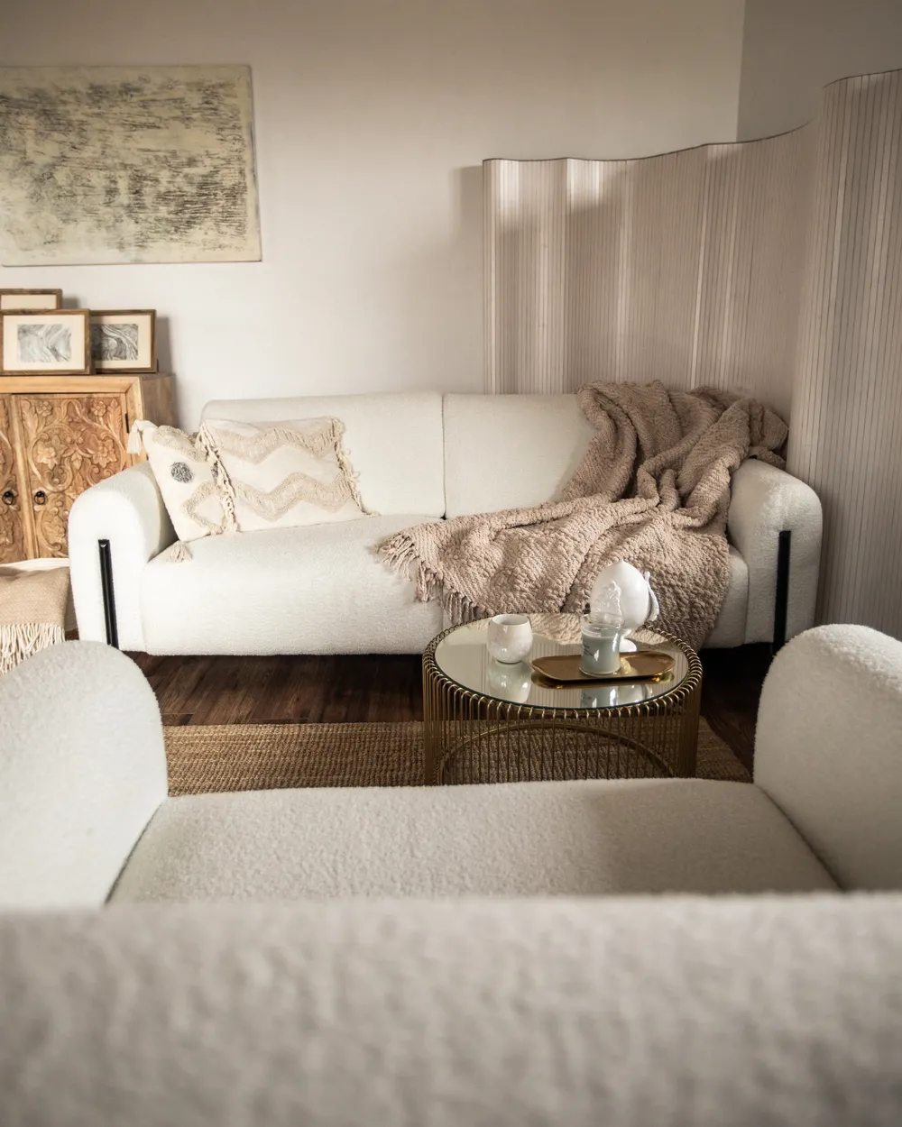 Sofa Set 4-Sitzer ASKIM Bouclé Weiß_973296