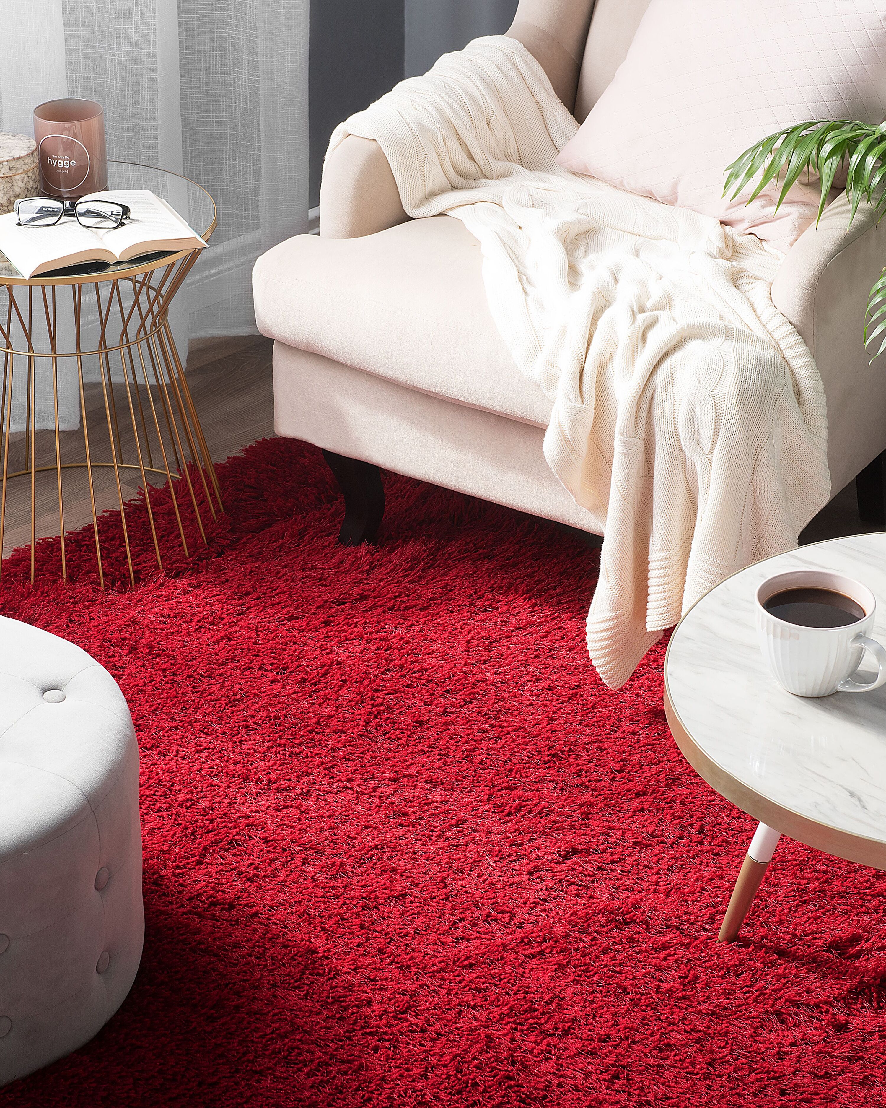 Shaggy Rug CIDE Red 140 x 200 cm_1182898