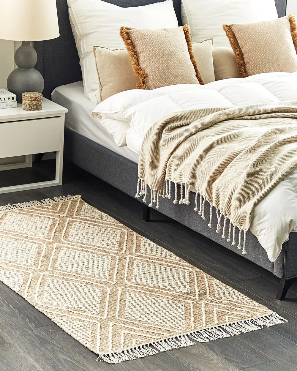 Teppich KACEM Beige 80 x 150 cm Baumwolle