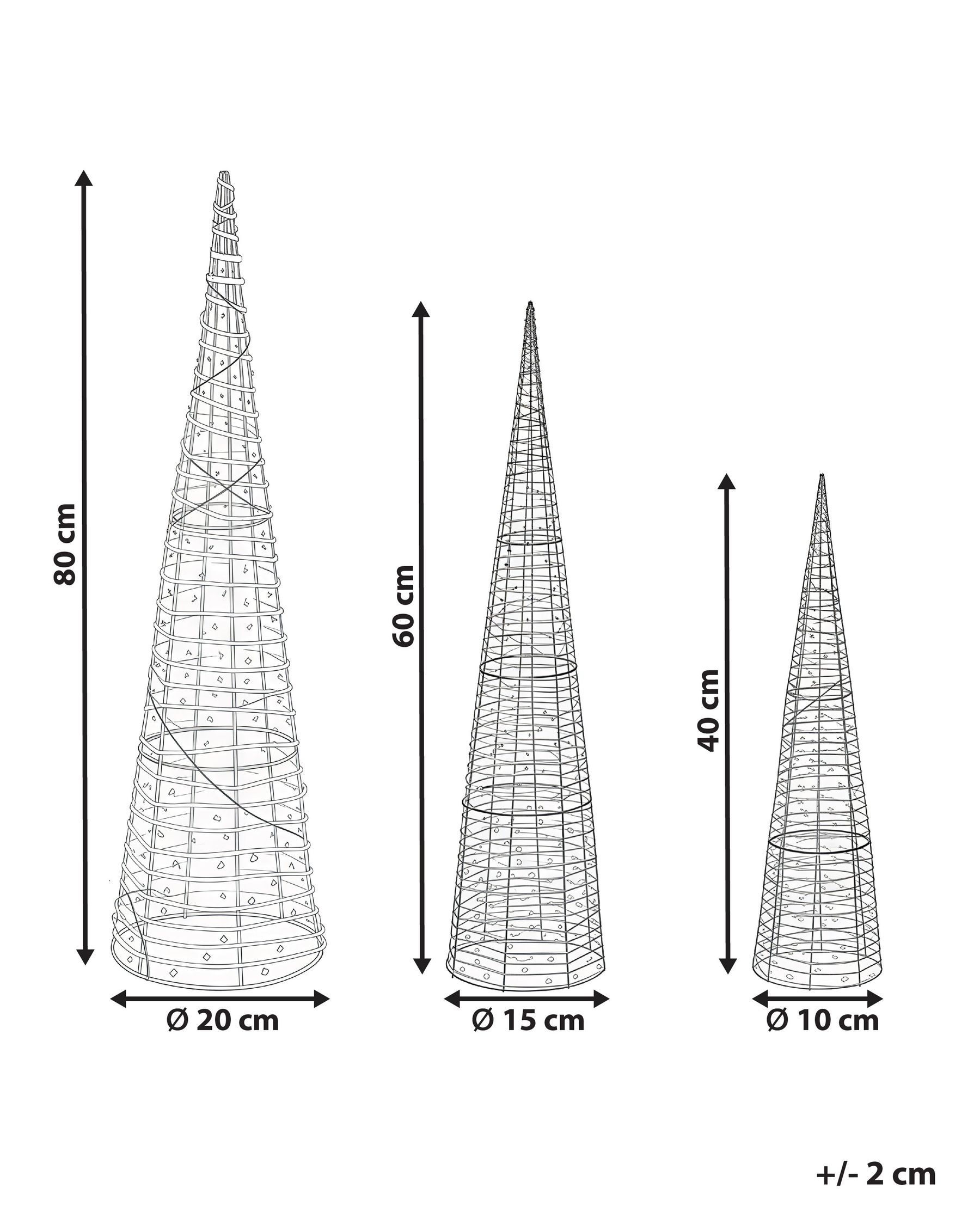 Weihnachtsdekoration 3er Set LED SONDER 40/60/80 cm Weihnachtsbaum Weiß_1025282