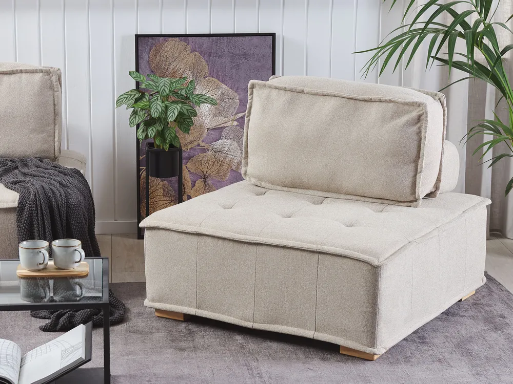 Modular Living Room Set 4 Seater TIBRO Fabric Light Beige_825921