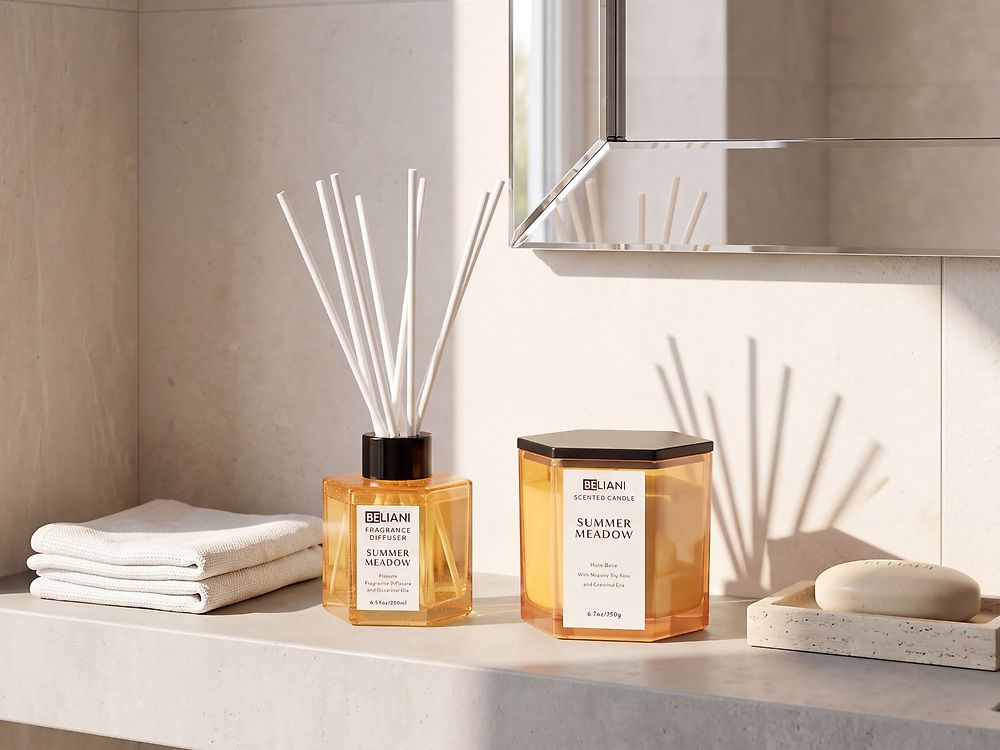 Scented Candle with Fragrance Reed Diffuser CLASSY TINT Soy Wax Fresh Notes