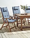 Set mit 6 Stühlen und Sitzkissen AMANTEA Akazienholz Blau