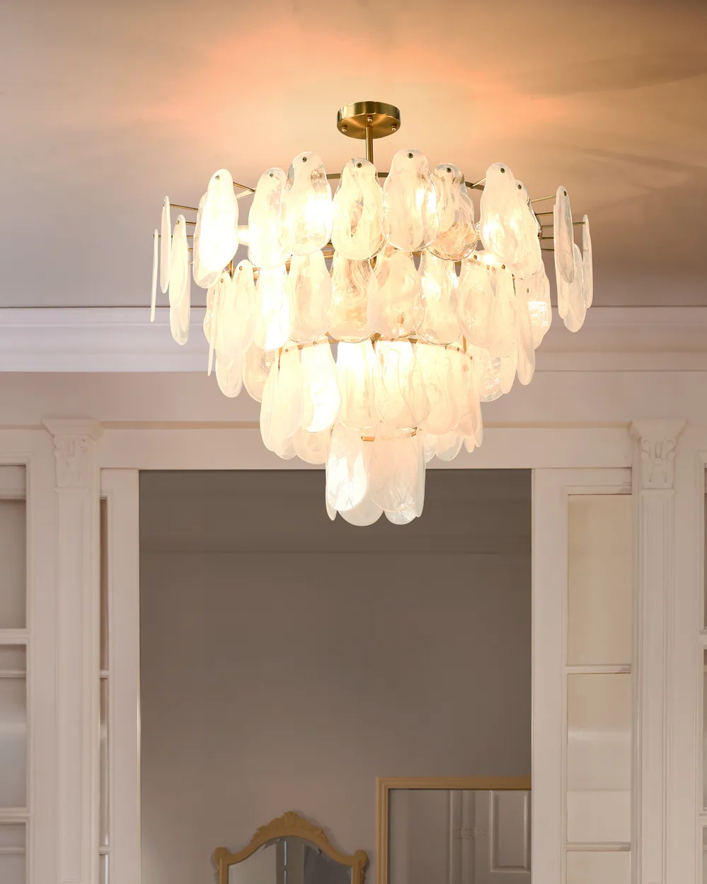 Chandelier OSMORE Glass Brass