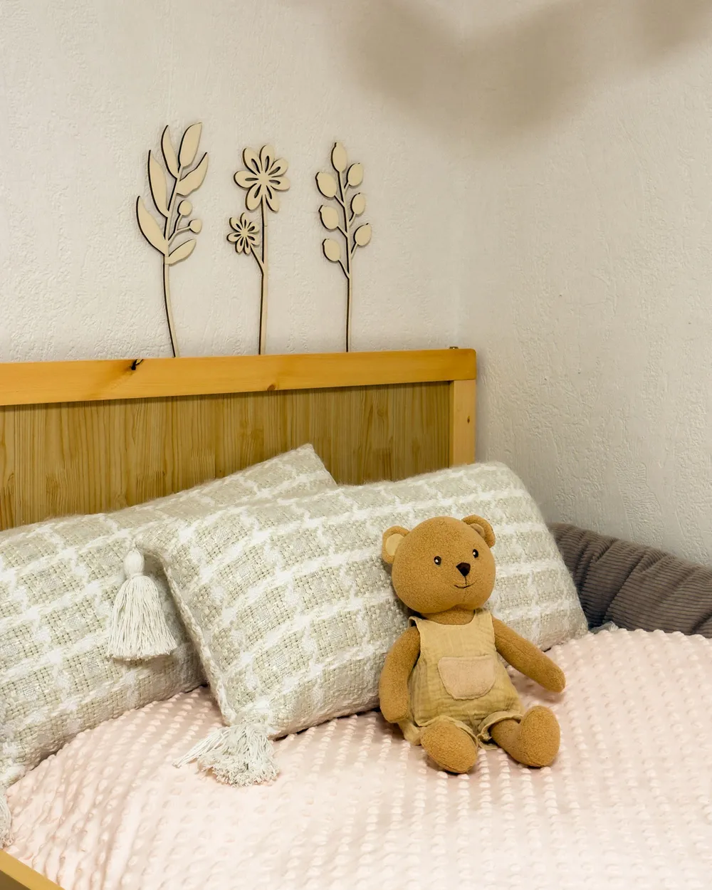Dekokissen DOURIS 30 x 60 cm Hellbeige Kariertes Muster_979771
