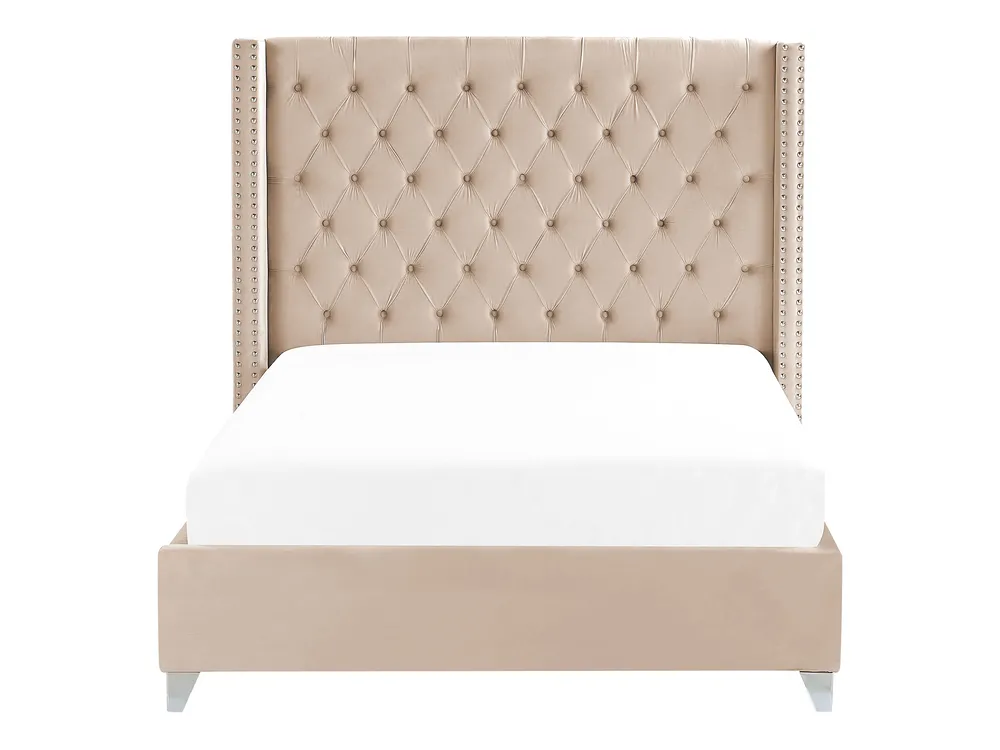 Bed Velvet LUBBON 140 x 200 cm (EU Double) Beige_899018