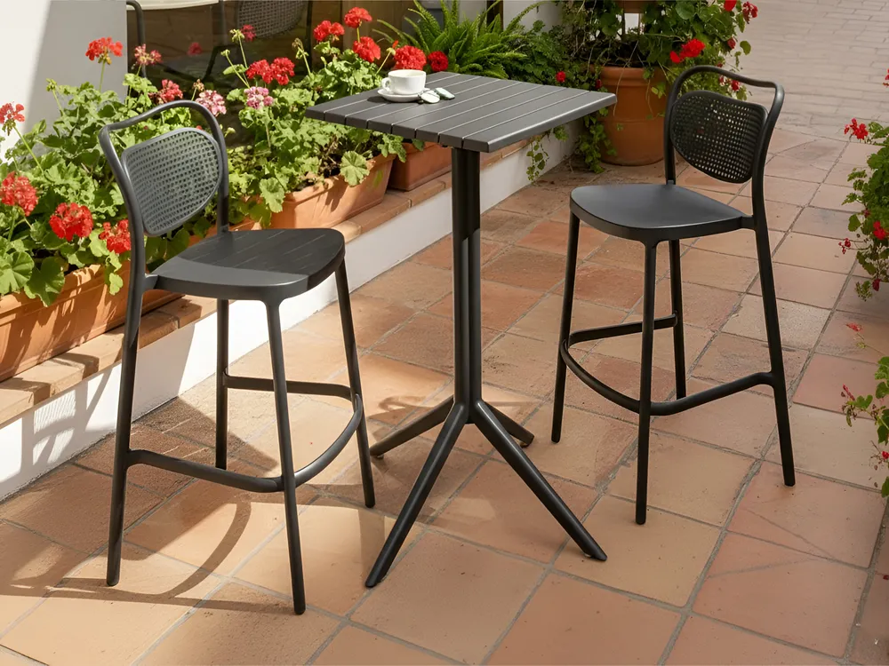 Garten Bartisch LEMNOS 60 cm 60 cm Schwarz_1034941