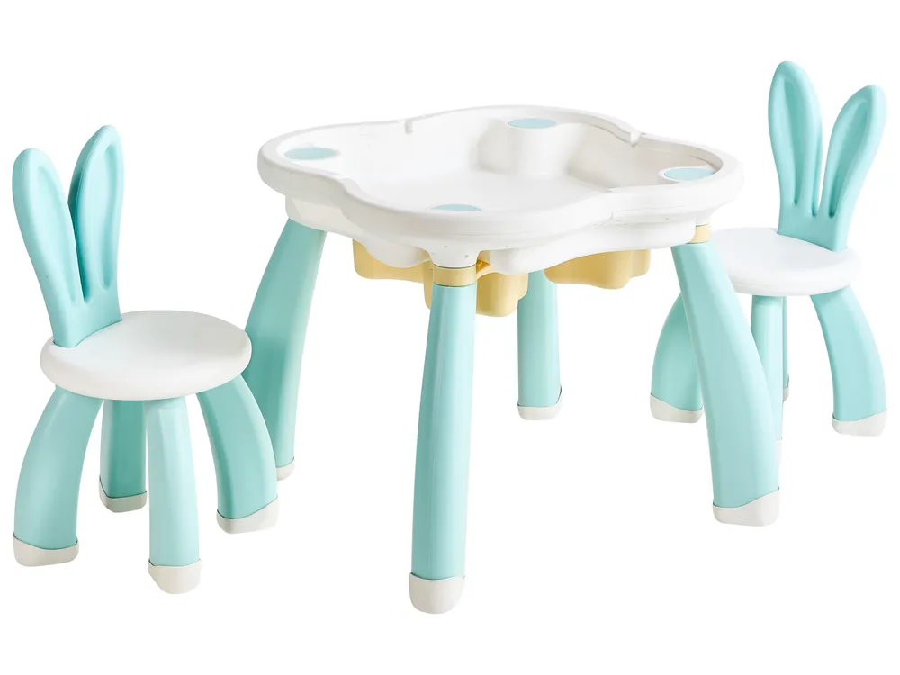 Kids Table with Chairs BUNYAN White/ Blue_1124340