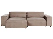 Modulsofa 2-Sitzer HELLNAR mit Ottomane Stoff Hellbraun_912250