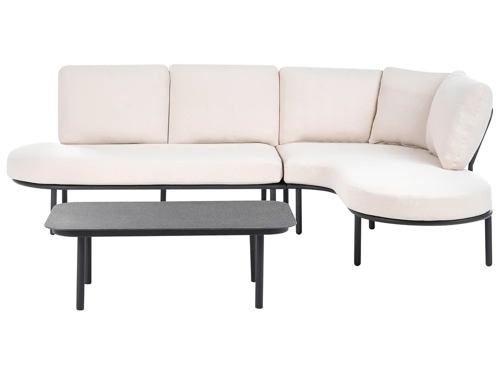 Gartensofa mit Tisch 4-Sitzer POLLINA Metall Schwarz_1080501