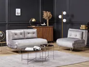 Sofa Set 3-Sitzer VESTFOLD Samtstoff Grau_808932