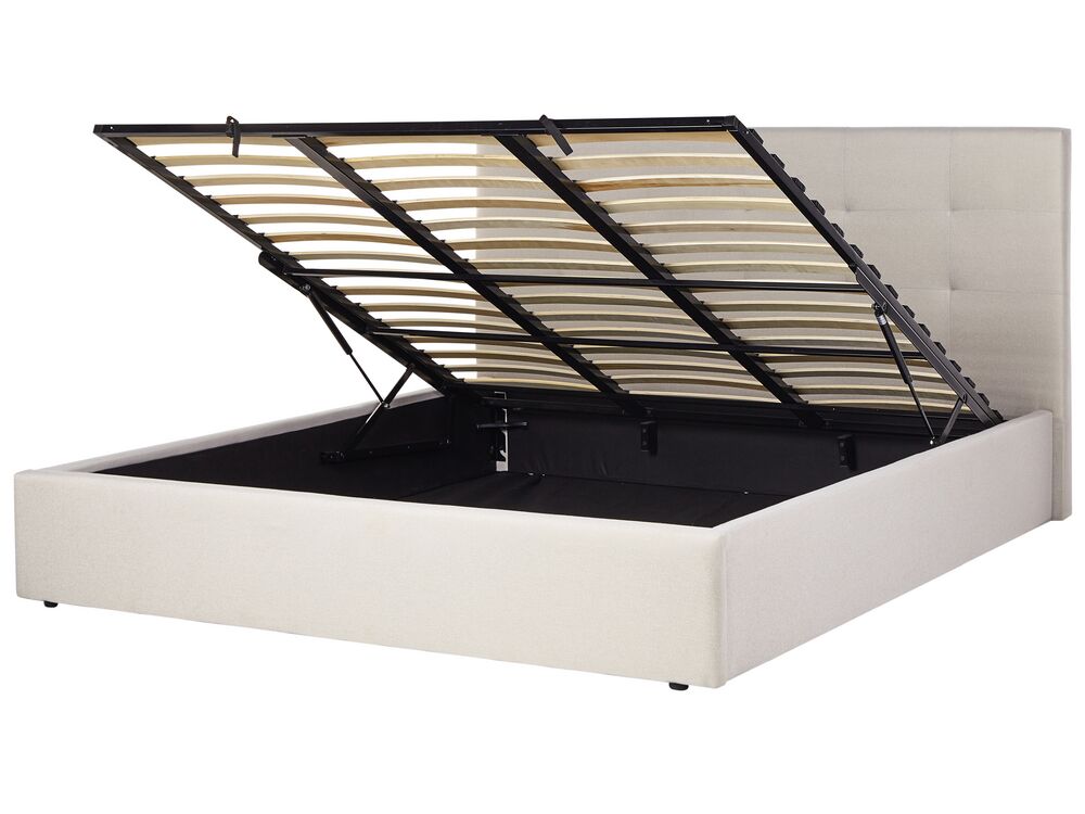 Ottoman Bed LORIENT Fabric Beige 180 x 200 cm (EU Super King)