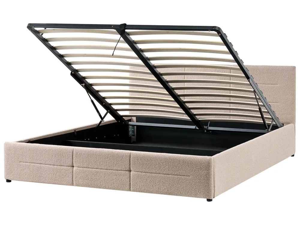 Ottoman Bed MASSOGNES Boucle Beige 180 x 200 cm_1030431