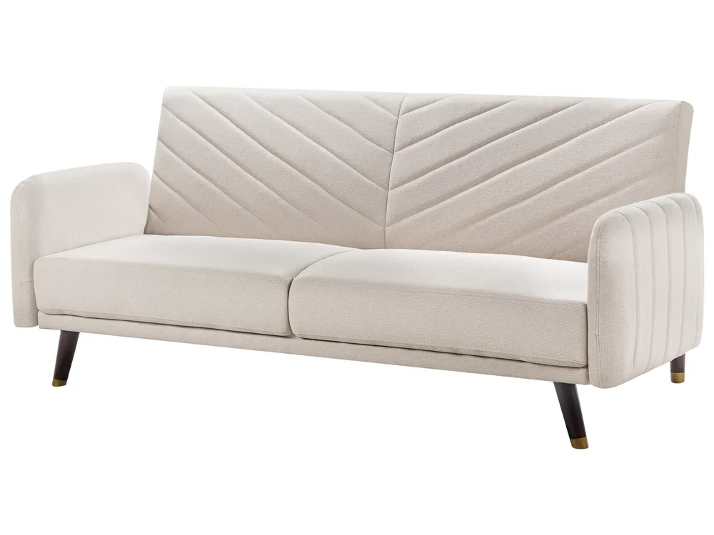 Sofa Bed 3 Seater SENJA Faux Linen Light Beige_944832