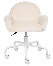 Chaise de bureau JUBBI Fourrure synthétique Blanc cassé_1163879