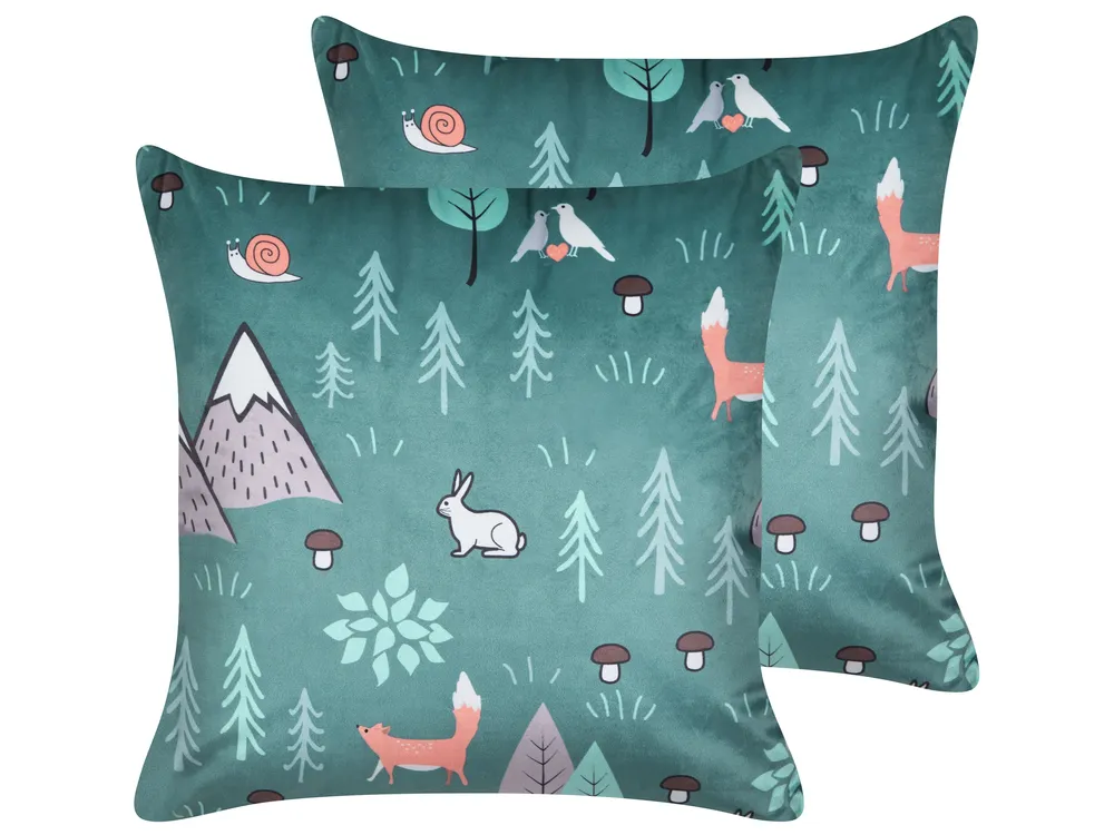 Dekokissen 2er Set FOOTHILL Samtstoff 45 x 45 cm Mintgrün