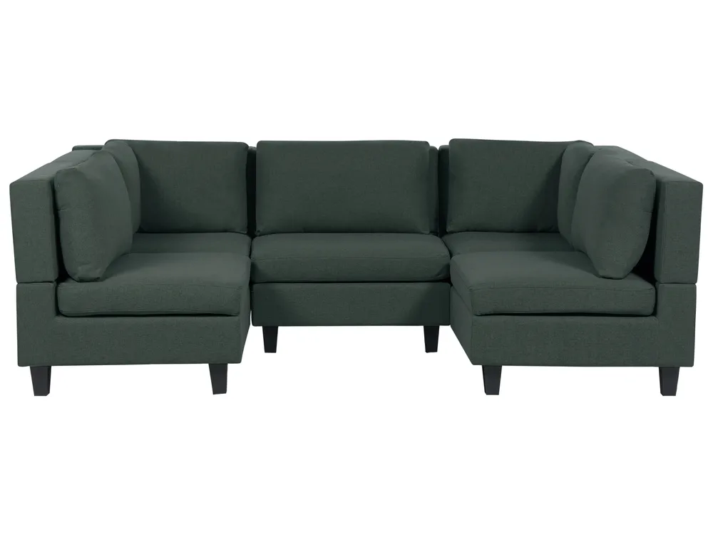 U-förmiges Modulsofa 5-Sitzer UNSTAD Stoff Dunkelgrün
