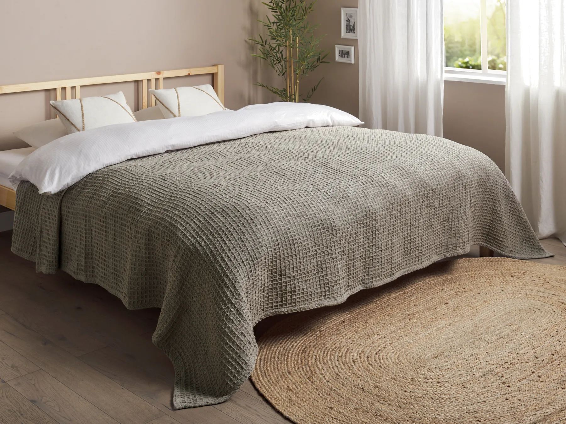Tagesdecke CHAGYL Baumwolle 220 x 240 cm Taupe_917945