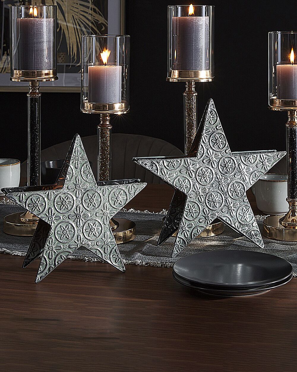 Kerzenständer 2er Set TORNIO 30/26 cm Metall Silber