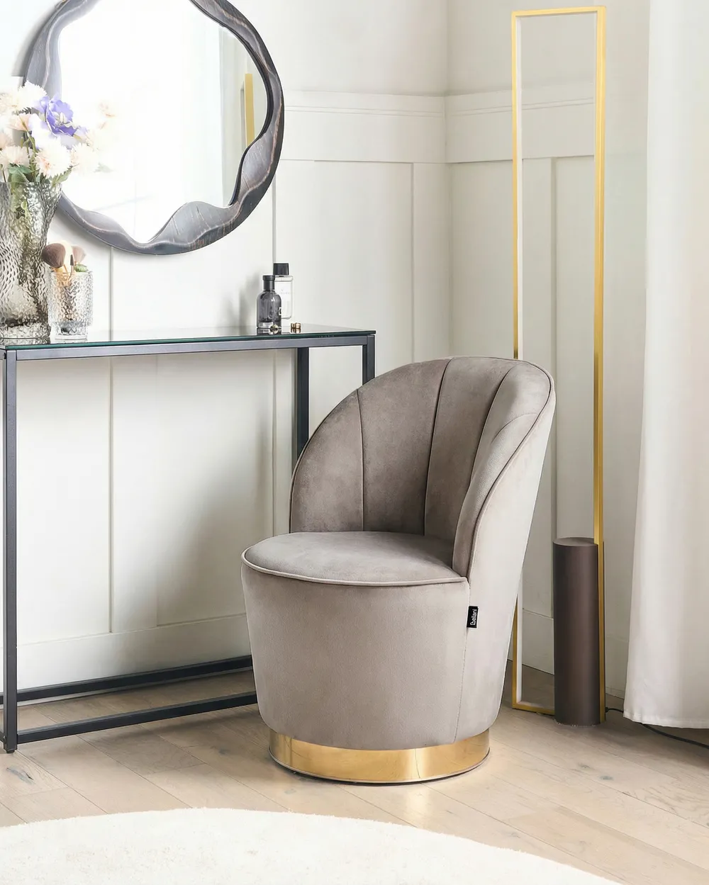 Sessel ALBY Samtstoff Hellbeige