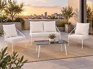 Lounge Set mit Tisch 4-Sitzer USTICA Metall Weiß_1173779