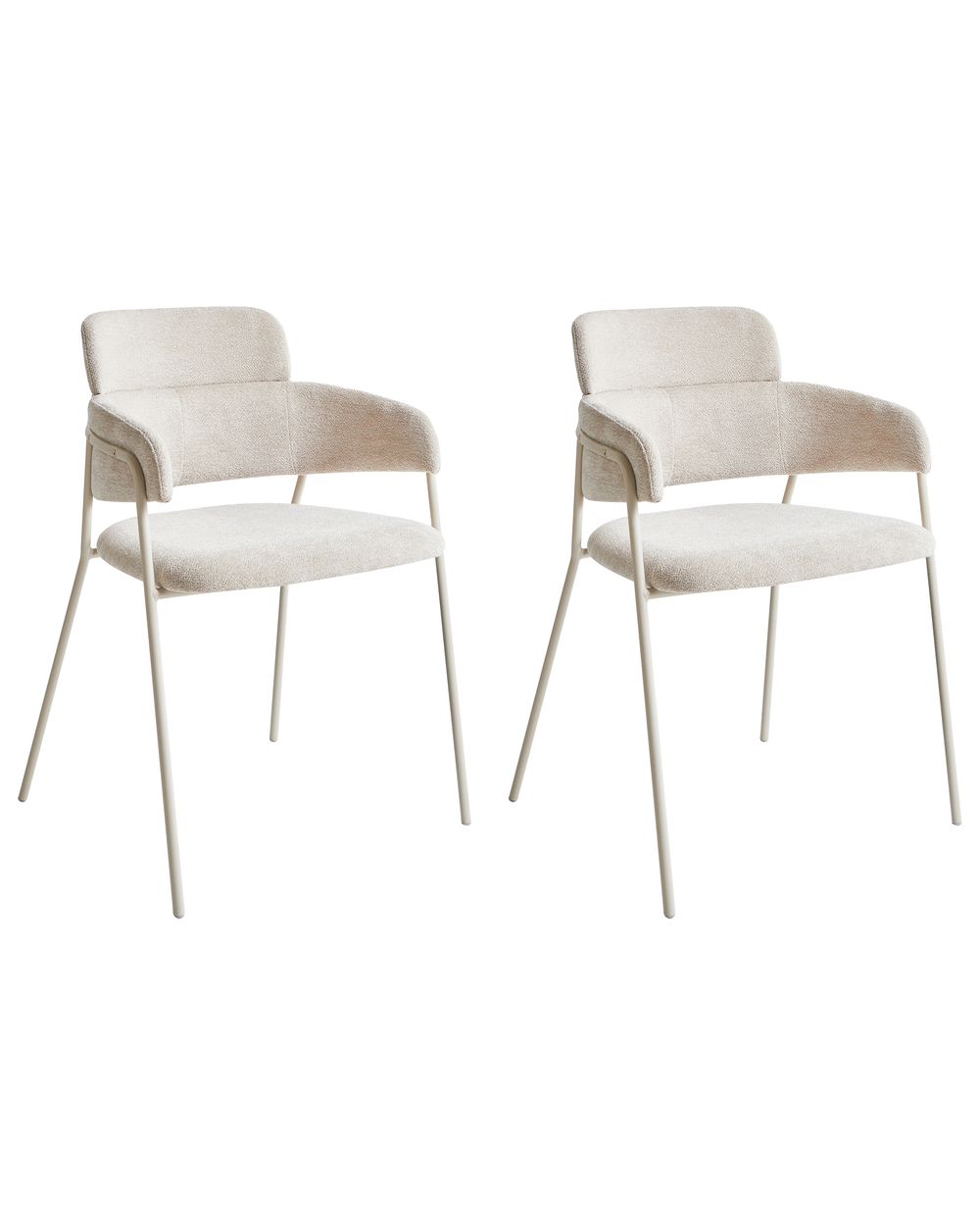 Esszimmerstuhl 2er Set PAONIA Chenillegewebe Hellbeige