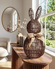 LED Dekoration Kaninchen NAUVO Polyrattan Braun_1182529