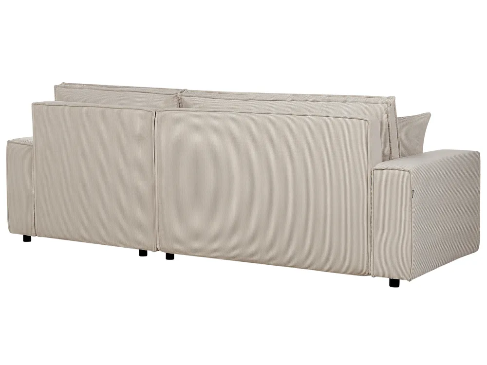 Corner Sofa Bed 3 Seater ABACKA Corduroy Beige Left Hand_896783