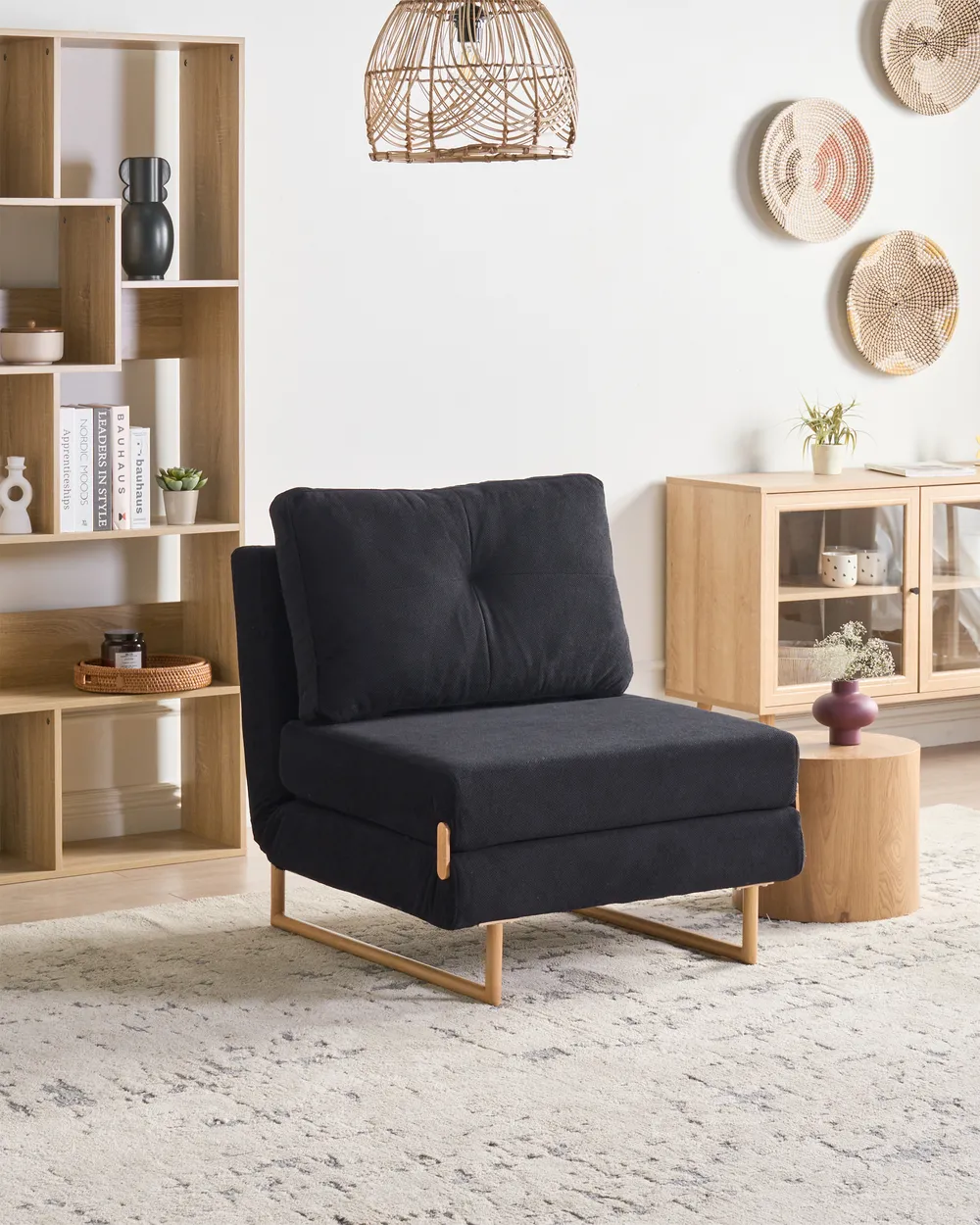 Living Room Set 6 Seater JERSLEV Fabric Black_1013834