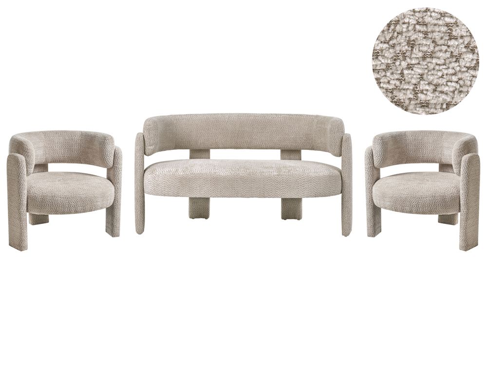 Living Room Set 4 Seater BUREA Chenille Light Beige