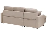 Eckschlafsofa 3-Sitzer NASSJO Kunstleinen Hellbraun rechtsseitig_999564