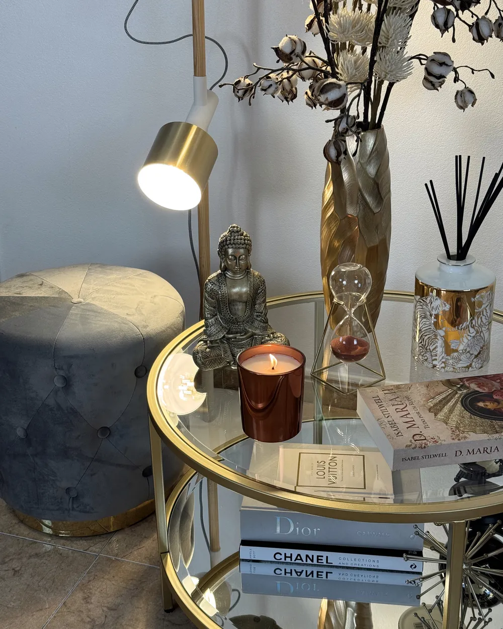 Pouf CARROLLTON Samtstoff Hellgrau_943268