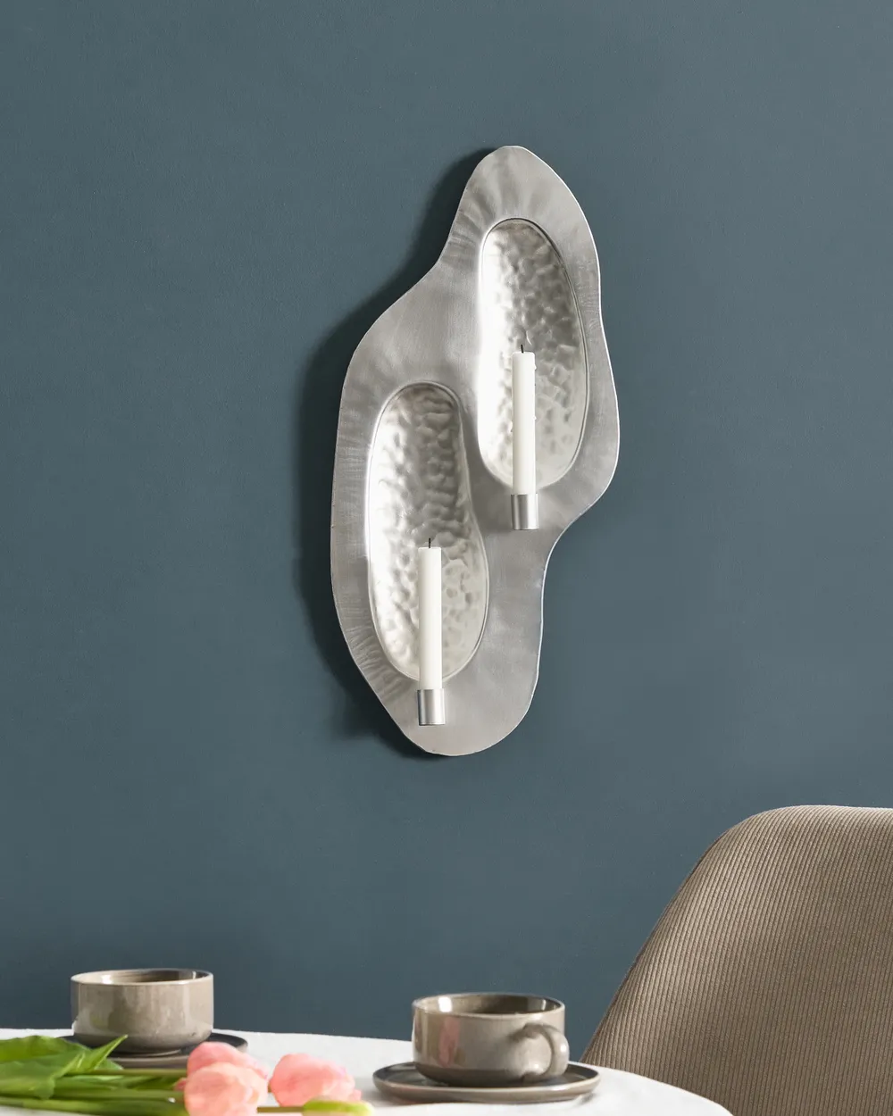 Wandkerzenhalter PENICHE 60 cm Metall Silber_968443