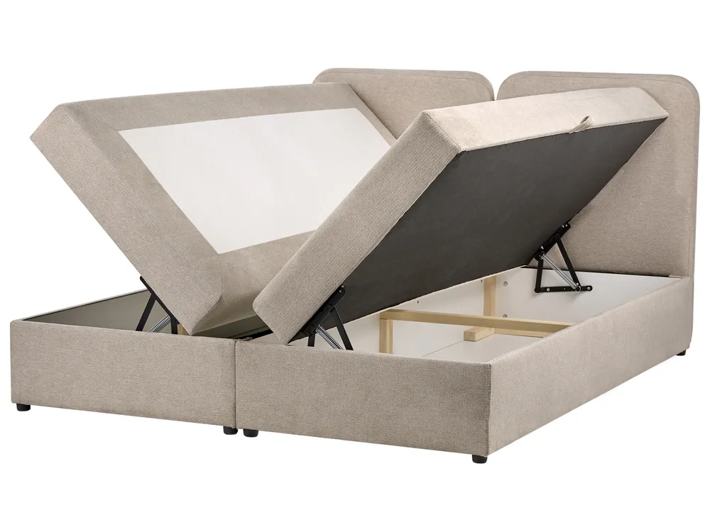 Divan Bed with Storage CHANCELLOR Fabric Taupe 160 x 200 cm (EU King Size)_1062775