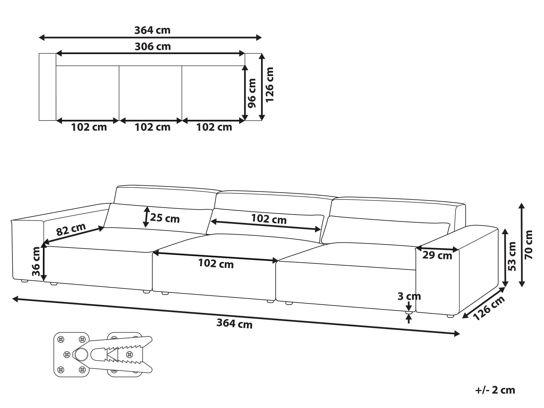 Modular Sofa 3 Seater HELLNAR Velvet Light Beige_911006