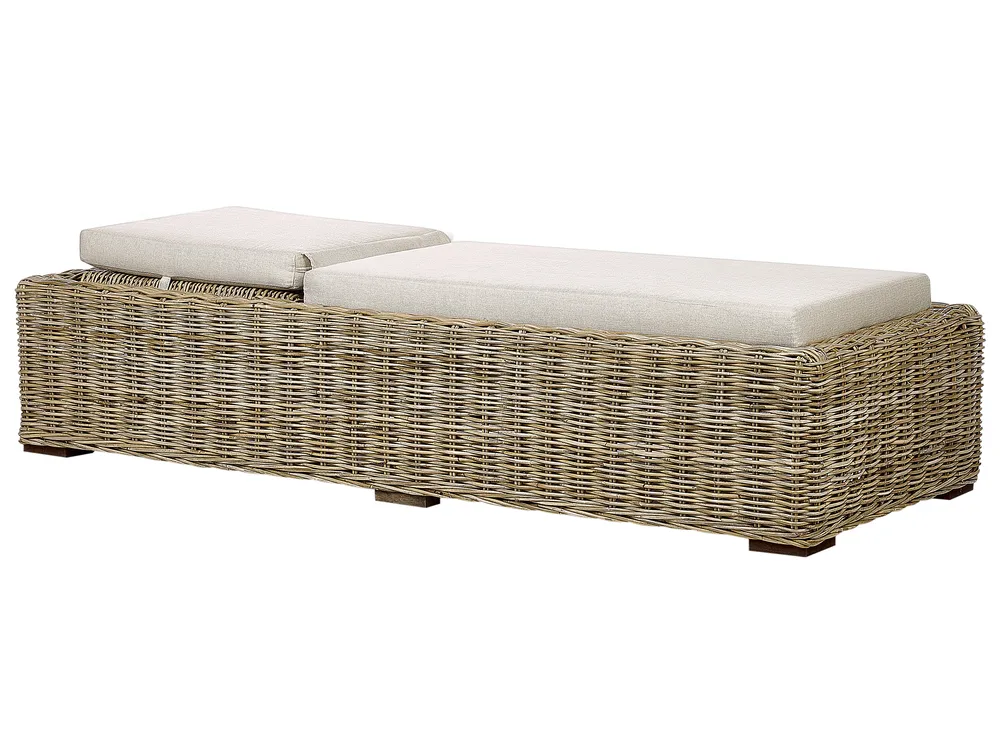 Sonnenliege mit Kissen PALESE mit Relaxfunktion Rattan Naturfarben_928117