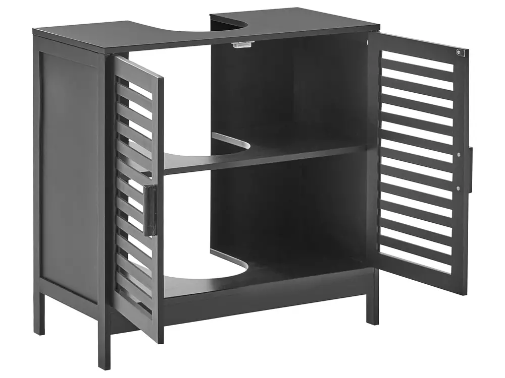 Waschbeckenunterschrank MISSOULA 60 cm Bambus Schwarz_1032184