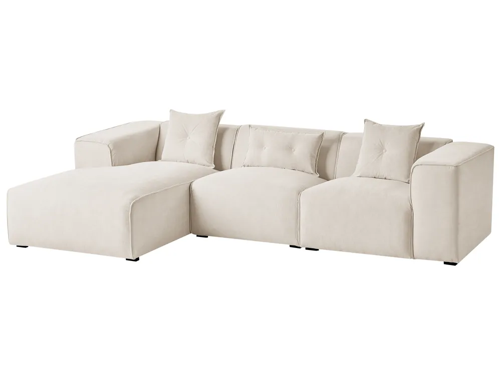Ecksofa 3-Sitzer DOLVA Cord Cremeweiß rechtsseitig_979363