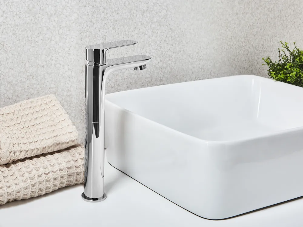 Hohe Waschtischarmatur CHIMBOTE Messing Silber