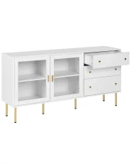 Sideboard mit Glastüren MILORA 160 cm Weiß_979549