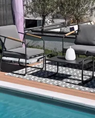 Lounge Set mit Tisch 4-Sitzer VEZZANA Metall Grau_994177