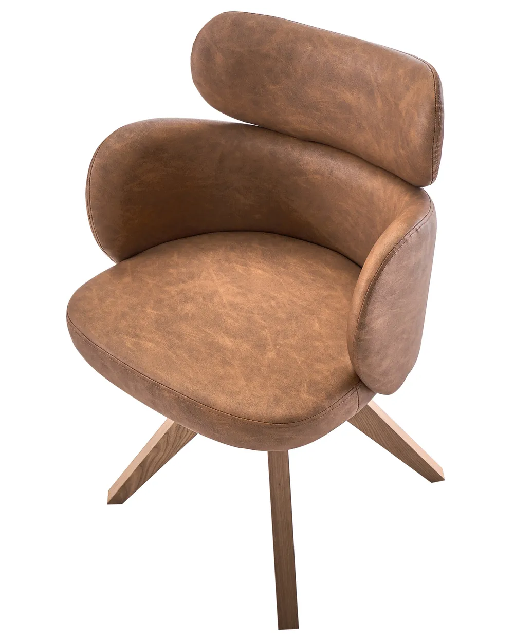 Dining Chair Swivel MARCY Faux Leather Brown_1092462