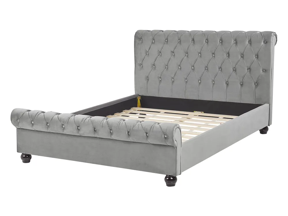 Krevet Samet AVALLON 140 x 200 cm Sivi_743647