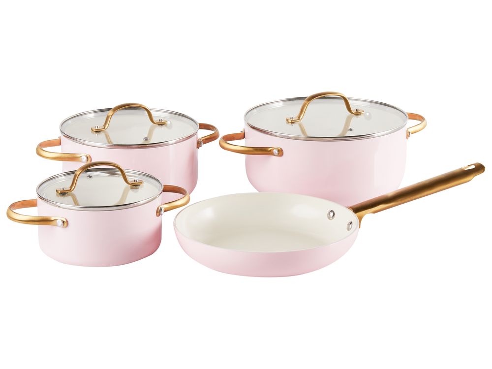 7-delige pannenset ELITE PRO Pastelroze