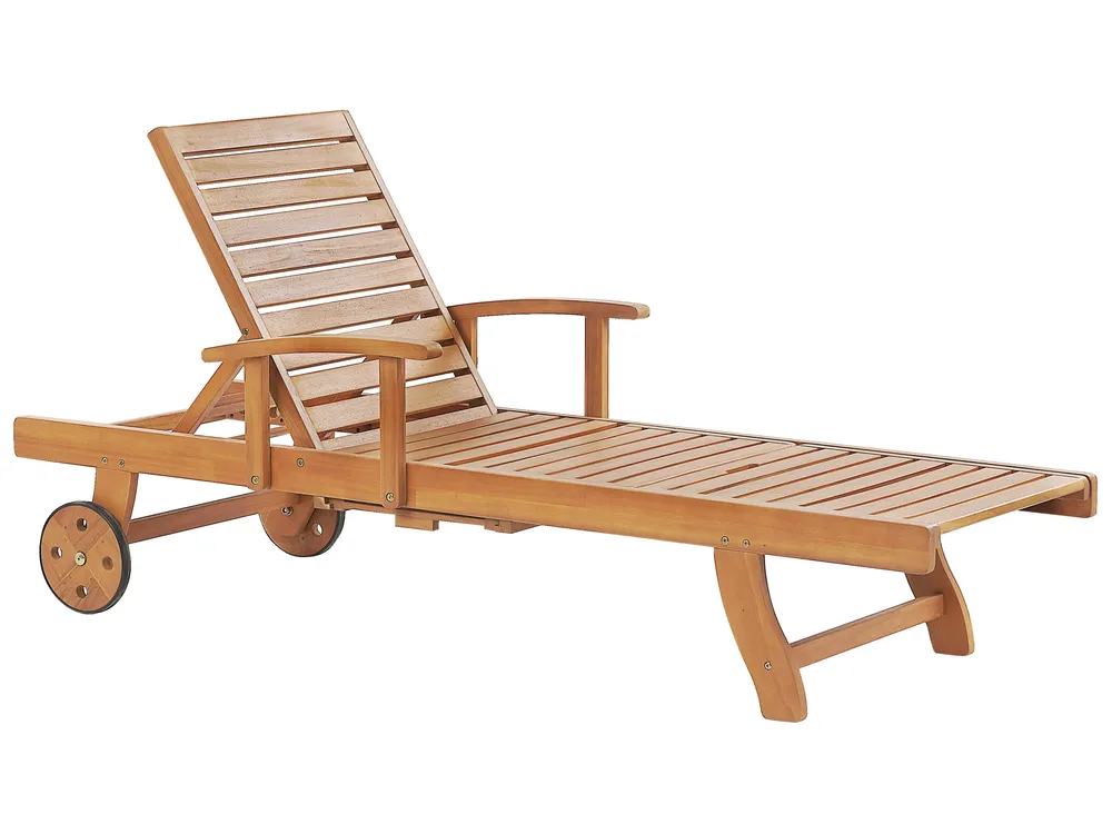 Sonnenliege JAVA mit Relaxfunktion Akazienholz Hellbraun