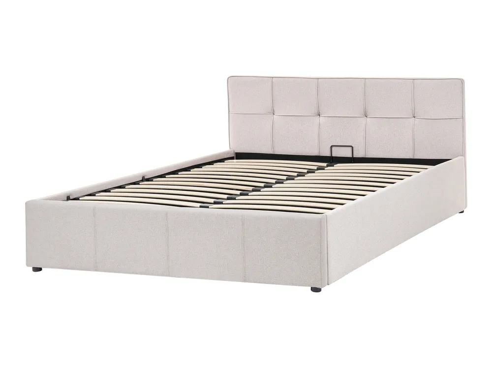 Ottoman Bed LAURESSES Fabric Light Beige 120 x 200 cm (EU Small Double)_1150422