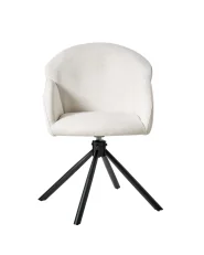 Set of 2 Dining Chairs Swivel MAYBEE Fabric Off-White_993048