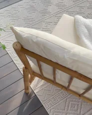 Lounge Set mit Tisch 2-Sitzer TODI Bambus Cremeweiß_998359